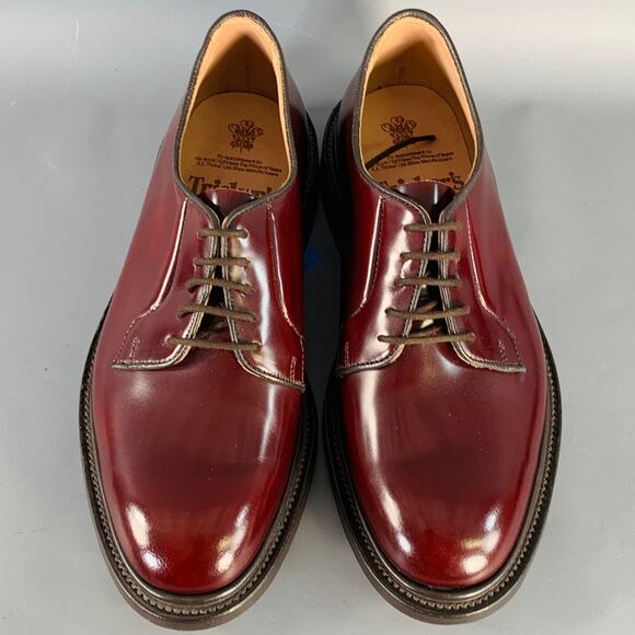 TRICKER'S Size 8 Robert Burgundy Bookbinder Leather Derby Lace-Up Shoes - Picture 4 of 9
